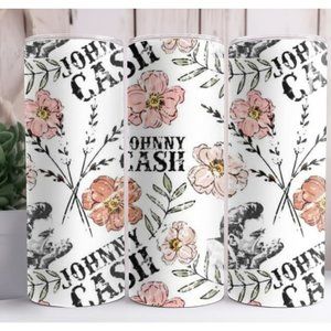 Johnny Cash Floral Custom 20oz Skinny Tumbler Insulated Drinkware